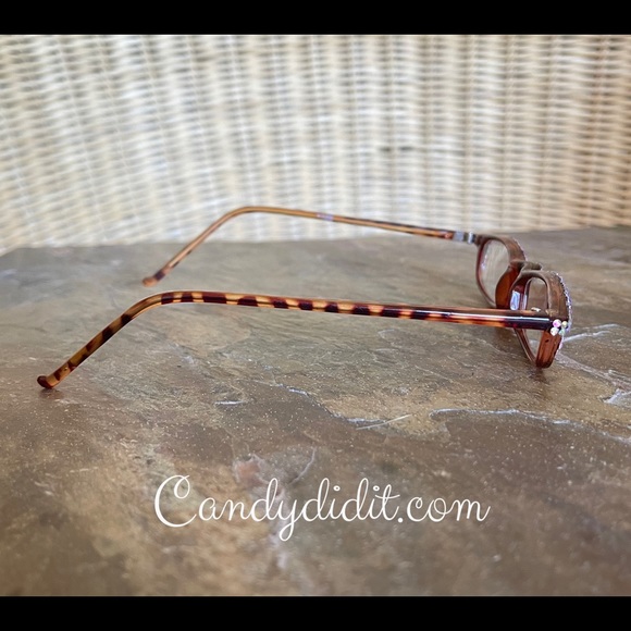 NWT Brown Tortoise Frames With Tiny AB Crystals Bling Reader Glasses 1.00 & Case - Picture 6 of 12